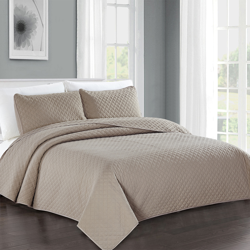 99,99% Polyester Solid 3 stk Quilt Bed Cover