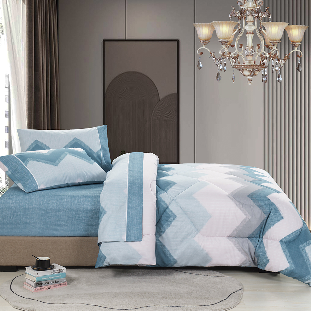 99,99% Polyester 85GSM Twill Spred Printed 5 Pcs Comforter Set